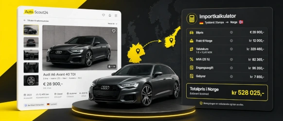 Illustrasjon av AutoScout24 importkalkulator