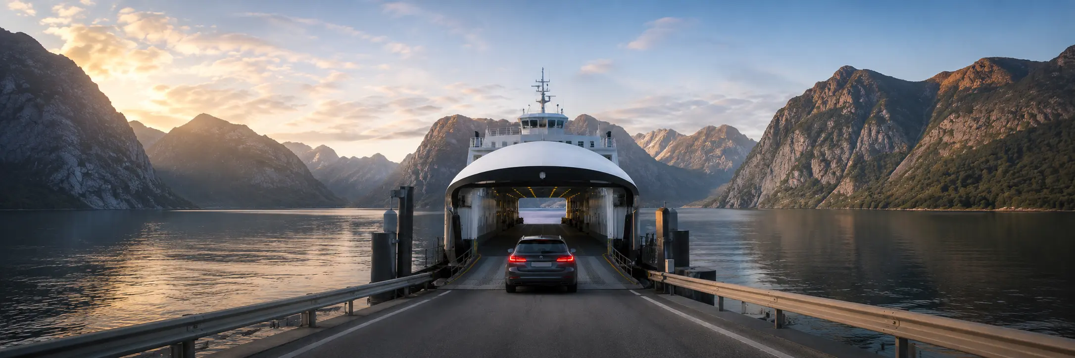 Bil på ferge som illustrerer import av bil til Norge