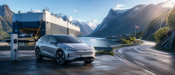 Illustrasjon av import av elbil til Norge