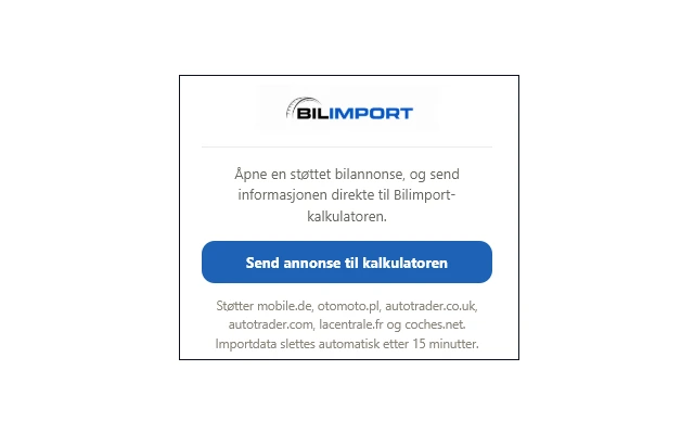 Bilimport-utvidelsen i nettleseren